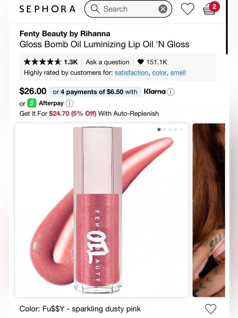Fenty Beauty Gloss Bomb Oil Luminizing Lip Oil - Shimmery Rose Pink